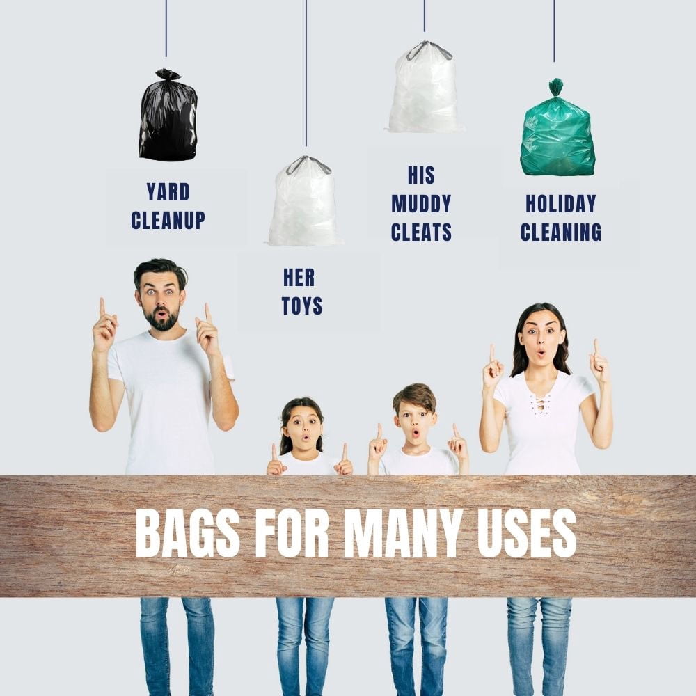 Plasticplace 12-16 Gallon Trash Bags │ 1.0 Mil │ Green Garbage Can Liners │ 24” x 31” (250 Count)