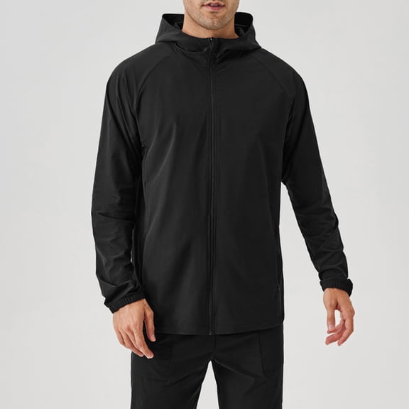 WAENQINLA Men's UPF 50 Sun Protection Hoodie Lightweight Outdoor Full Zip Jackets Solid Color Athletic Running Jackets