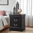 thumbnail image 6 of Tcbosik Minimalist Nightstand with 2 Drawers, Pre-Assembled Black Wood End Table with Smooth Gliding Drawers & Nickel Handles, 22"W x 16"D x 24"H, 6 of 10