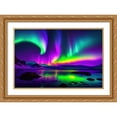 thumbnail image 2 of Stephen Chambers 18x13 Gold Ornate Wood Framed With Double Matting Wall Art Titled - Unreal Neon Northern Lights Two, 2 of 6