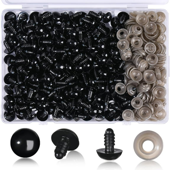 320Pcs 14mm Safety Eyes for Crochet Amigurumi Animals, Plastic Craft Doll Eyes with Washers, Stuffed Animal Eyes for Plush Bear Doll Making Supplies, Black