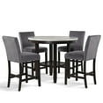 thumbnail image 3 of New Classic Celeste 5-Piece Wood Round Counter Table Set in Gray, 3 of 11