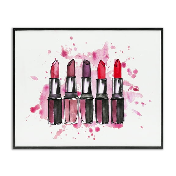 Stupell Industries Modern Splatter Lipstick Fashion Painting Black Framed Art Print Wall Art, 14 x 11