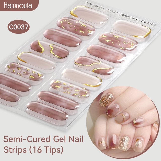 Harunouta Gradient Auroras, tiras de uñas de Gel semicuradas, pegatinas de esmalte de Gel brillantes para uñas, funciona con lámparas de uñas LED UV