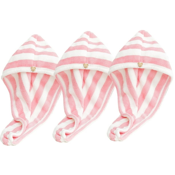 Toalla para el cabello, turbante absorbente para cabello mojado, toalla para secar el cabello suave y liviana, paquete de 3