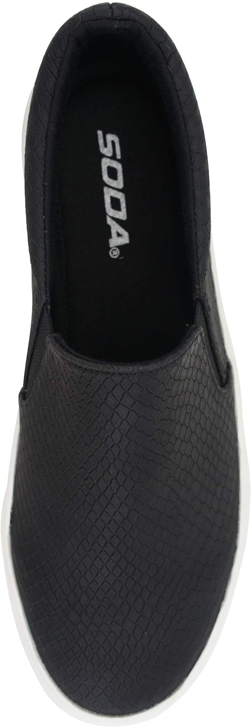 Soda Flat Women Shoes Slip On Loafers Casual Sneakers Memory Foam Insoles Hidden Platform / Flatform Round Toe HIKE-G PU Black Cobra Snake 6.5 - image 3 of 5