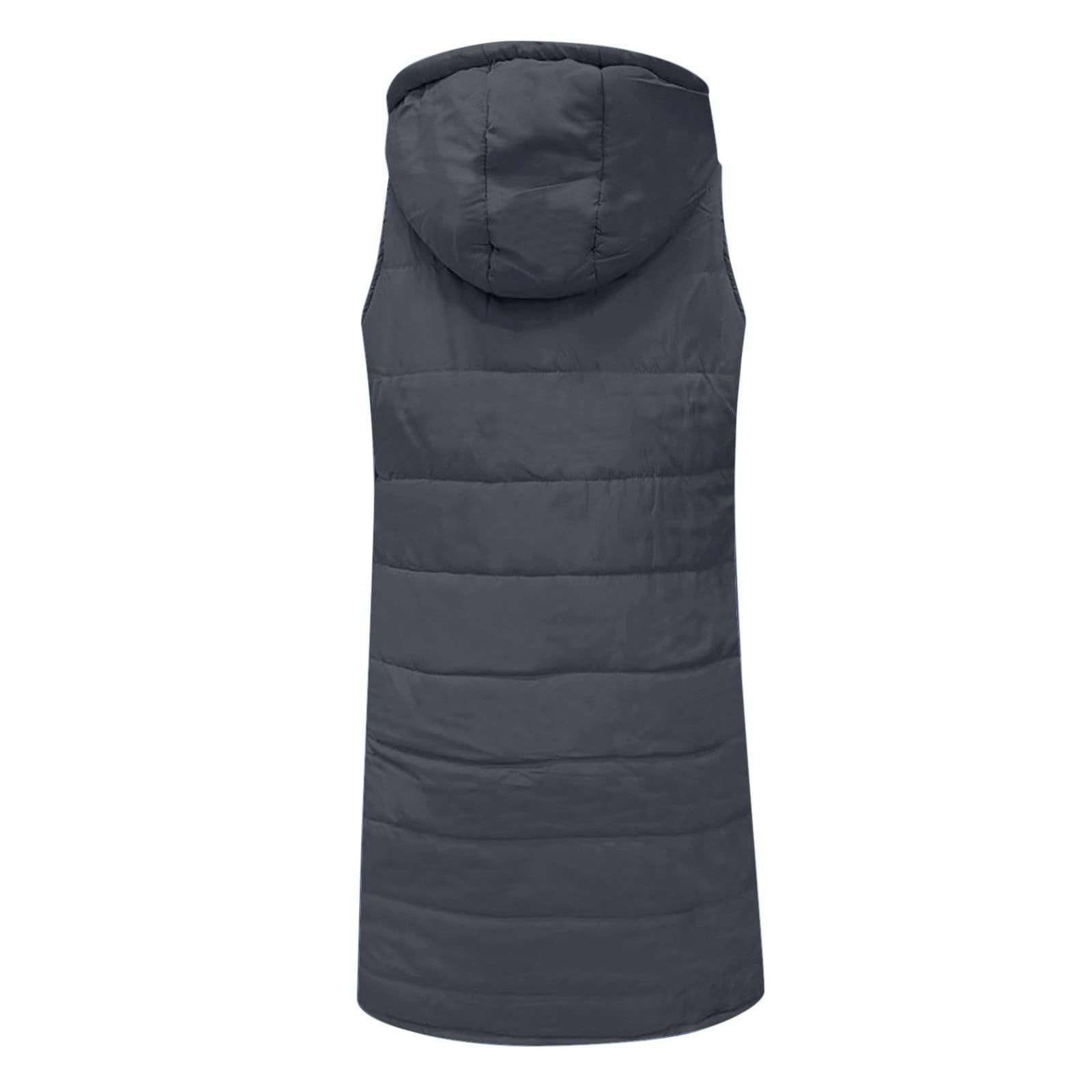 Womens Puffer Vest Sleeveless Hooded Long Quilted Vests Zip Up Lightweight Puffy Winter Jackets Gilet with Pockets