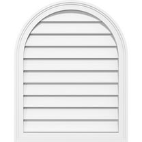 14"W x 12"H Round Top Surface Mount PVC Gable Vent: Functional, w/ 2"W x 1-1/2"P Brickmould Frame