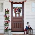thumbnail image 4 of 4th of July Patriotic Wreath with Flag Ribbon, 17.72 Inch Red White Blue Rose and Eucalyptus Wreath, Festive Independence Day Decor for Front Door, Porch, Mantel and Holiday Celebrations, 4 of 7