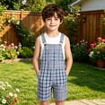 thumbnail image 5 of CONZONE Kids Boys Girls Bib Overalls Casual Shortalls For Child Adjustable Strap Plaid Loose Romper Jumpsuit With Pockets, 5 of 8