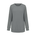 thumbnail image 6 of Women's Rib Knit Long Sleeve Mid Length Pullover Sweater, Lightweight Loose Fit Crewneck Top with Functional Pockets for Casual Wear, Fall Winter Season Outfits and Daily Comfort Fashion Dark Gray XL, 6 of 8
