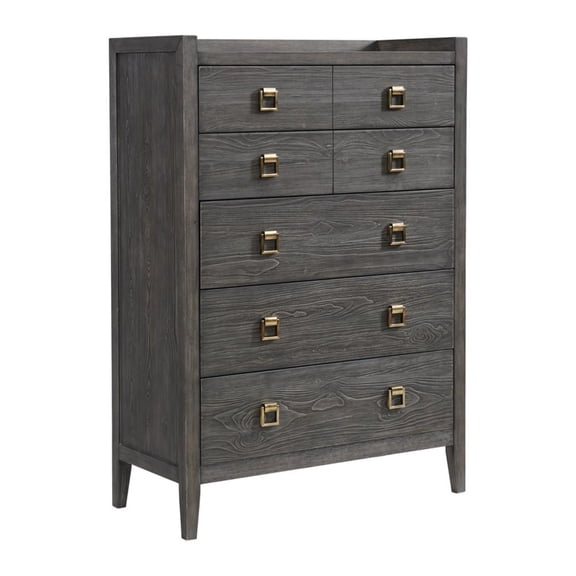 Intercon Furniture Portia Bedroom 5-Drawer Transitional Wood Chest in Gray