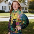 thumbnail image 3 of Uorisanigo Girls Half Zip Sweatshirt Oversized School Drop Shoulder Pullover Top Fall Fashion Outfits Clothes Floral Black Cat Long Sleeve Workout Shirts Quarter-Zip Pullover Jacket, 3 of 7