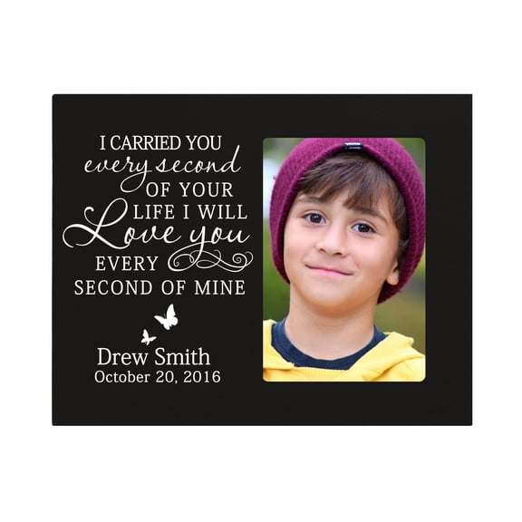 Personalized Wooden Memorial 8x10 Picture Frame holds 4x6 photo I Carried You Every Second