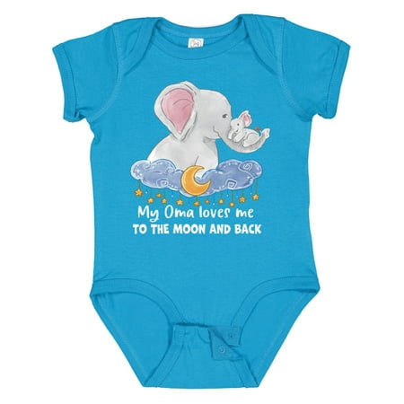 

Inktastic My Oma Loves Me to the Moon and Back Elephant Family Gift Baby Boy or Baby Girl Bodysuit