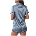 thumbnail image 4 of Pitauce Silk Pajamas for Women Satin Heart Printed Short Sleeve Tops Button Down Pajamas Set Womens Loungewear Set with Pocket, 4 of 4