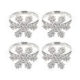 thumbnail image 1 of MasteelfCA 4Pcs Christmas Snowflake Napkin Ring Creative Rhinestone Napkin Holder for Home, 1 of 7