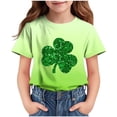 thumbnail image 1 of T-Shirt Imprimé de la Saint-Patrick pour Enfants, Col Rond à Manches Courtes, 95 % Polyester 5 % Élasthanne, Tissu Doux et Respirant, Tenue Décontractée pour Garçons et Filles de 3 à 14 Ans, 1 of 9