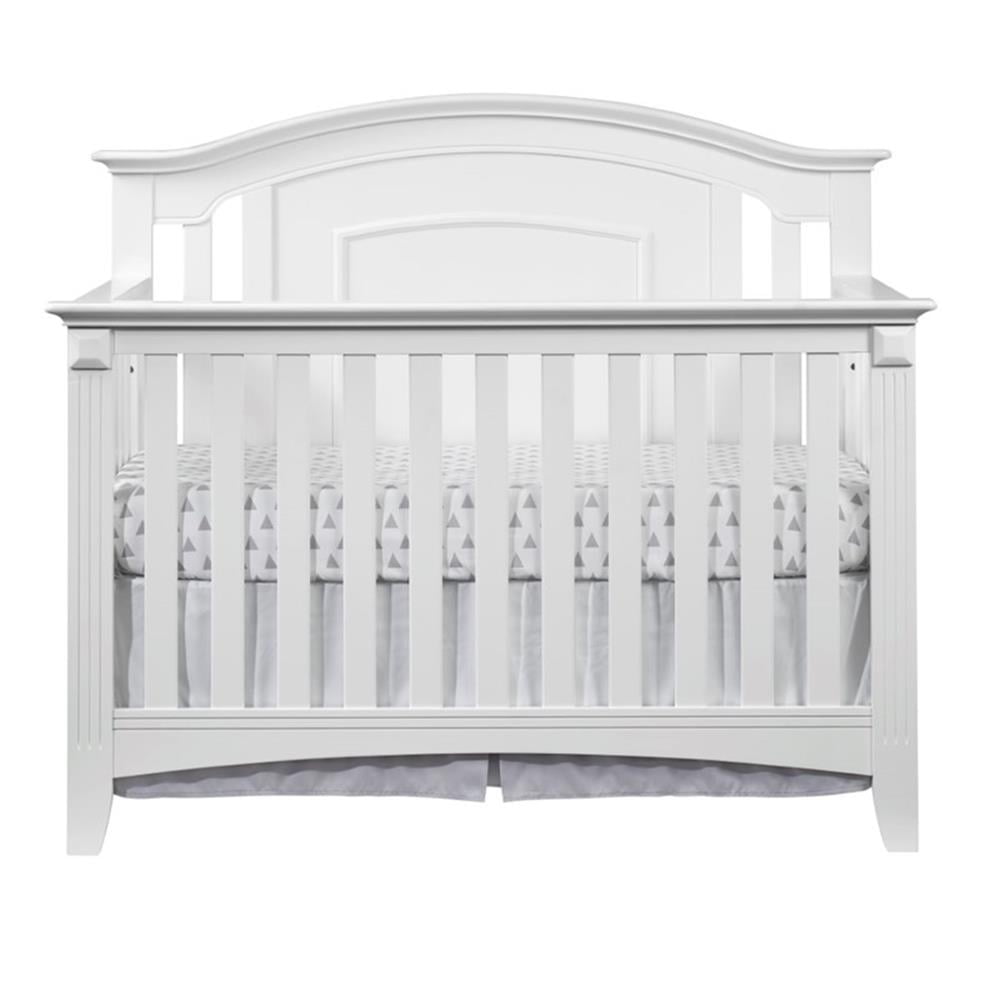 Pemberly Row Set of 2 Wood 4-in-1 Convertible Crib & Nightstand in White