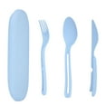thumbnail image 2 of Wheat Straw Cutlery Set, Knife Fork and Spoon 3 in 1 Combo, Plastic Material, for Camping, Picnics, and Outdoor Dining, 3 Piece Set, Blue, by FAJHHA, 2 of 8