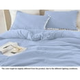 thumbnail image 6 of DNG Luxury 3 Piece Pom Pom Plain Pattern Comforter Set, 800 Thread Count, 100% Egyptian Cotton, White Vintage Pom-Pom Fringe Super Soft (Super King Size Light Blue Color), 6 of 9