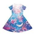 thumbnail image 5 of Binienty Axolotl Dress for Girls 3-4 Cute Soft Short Sleeve Dress Kids Lightweight A-Line Sundress with Pockets Children Summer Outfits, 5 of 6