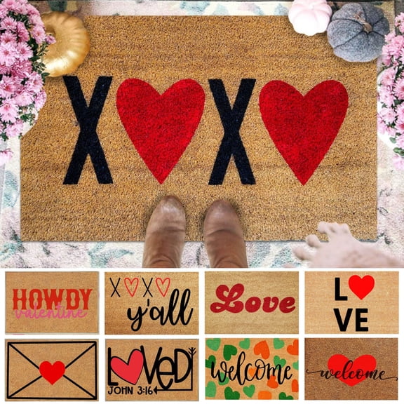 Nilvkv Valentine's Day Doormat 40x60cm - Anti-Slip Indoor Outdoor Carpet for Front Door Bathroom Entrance Home Decor Floor Mat for Valentines Day