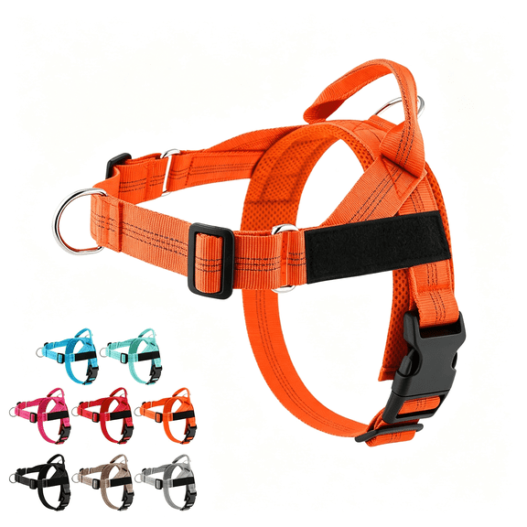 GASTROPOD No-Pull Harness, Reflective Adjustable Breathable Mesh Pet Vest, Easy On-Off Soft Padded Harness, Anti-Pull Harness and Leash Set (Green,Xl)