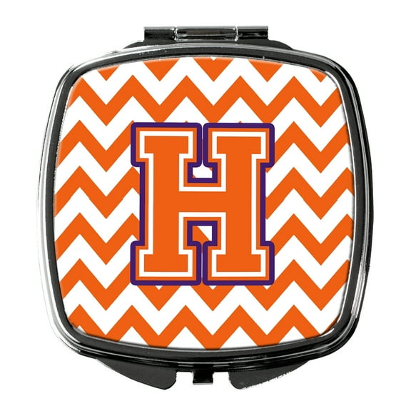 Letter H Chevron Orange and Regalia Compact Mirror