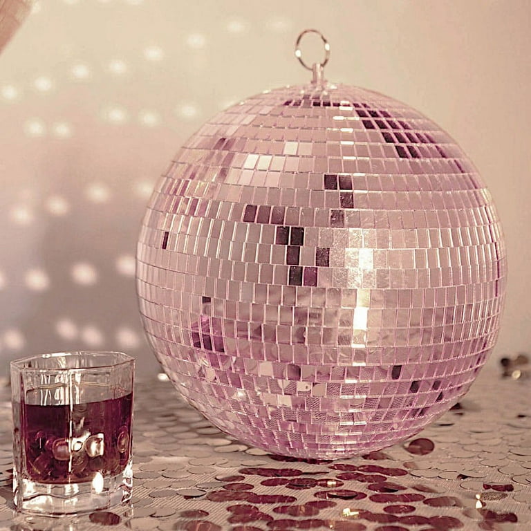 BalsaCircle 2 Rose Gold 10 Glass Hanging Party Disco Mirror Balls