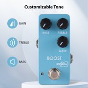 NFTIGB Electric Guitar Boost Effects Pedal BASS TREBLE GAIN 2-Band EQ Control DC 9V 6.35mm Input Output Interface Aluminum Alloy Effector True Bypass Light Blue Instrument Accessory
