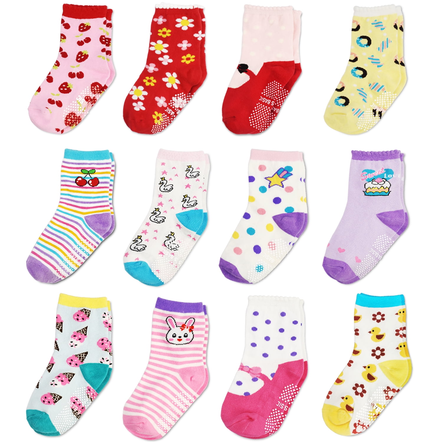 SKIBEAUT Non-Slip Grip Socks 12-Pair Pack for Toddlers photo 1