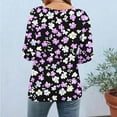 thumbnail image 4 of YUGYXL 3/4 Length Sleeve Womens Tops Dressy Round Neck Pullover Blouse Casual Regular Basic Tees Business Work Tunic Tshirts Purple XXXL, 4 of 9