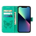 thumbnail image 3 of SaniMore Case for iPhone 14 Plus (6.7" 2022), PU Leather Luxury Embossed Butterfly Glitter Diamond [Wrist Strap & Card Slots & Flip Kickstand] Full-body Shockproof Wallet Cover, reen, 3 of 7