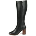 thumbnail image 2 of Journee Signature Womens Genuine Leather Tamori Wide Calf Square Toe Inside Zip Knee High Boots, 2 of 8