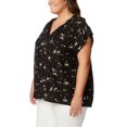thumbnail image 5 of Buffalo Women's Floral Print Flutter Sleeve Lightweight Woven Top Blouse-Black / S, 5 of 6