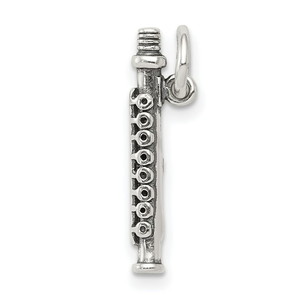 Jewelry Stores Network Flute Charm in Antiqued 925 Sterling Silver 20