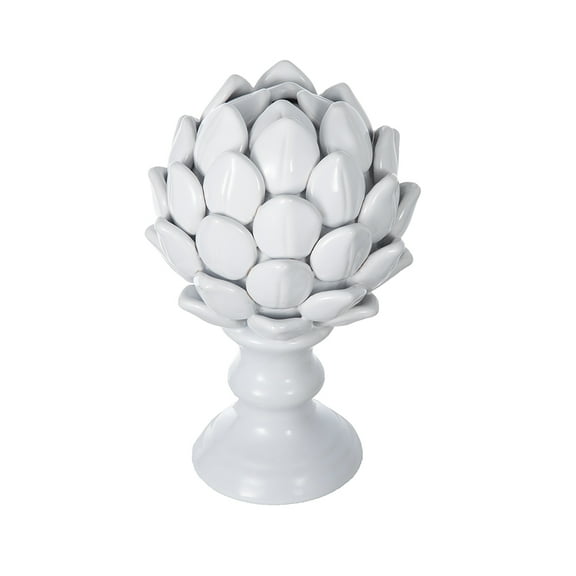 A&B Home White Ceramic Artichoke for Tabletop Decoration 5.5" x 5.5" x 9.1"