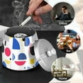 thumbnail image 4 of Yayeee Ashtray with Lid for Cigarette Smokeless Stainless Steel Home Ash Holder, Blue Retro Shapes, 4 of 7
