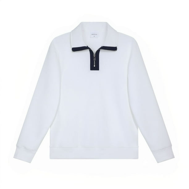 380g Heavyweight Trendy Cotton Half-Zip Lapel Sweatshirt for Men, Simple Casual College Style Top