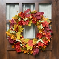 Northlight Leaves and Berries Artificial Fall Harvest Wreath - 20"