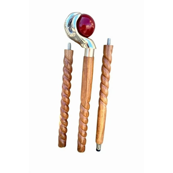 Victorian-Style Wooden Spiral Walking Cane with Designer Handle Unisex Handmade Walking Stick for Collectors Gift Use