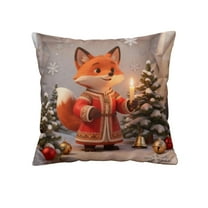 OAVQHLG3B Christmas Throw Pillow Covers 17.7x17.7 Inch, Festive Cushion Covers with Santa, Reindeer, Bunny, and Holiday Ornaments, Soft Short Plush Pillow Covers for Sofa, Couch or Bed