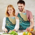 thumbnail image 3 of Teal Gold Marble Pattern Apron-Garden Aprons for Women with Pockets-Cotton Linen Waterproof Kitchen Cooking Gardening Aprons Adjustable for Kitchen,Cooking,BBQ and Salon 33x27 Inch, 3 of 7