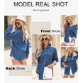 thumbnail image 4 of Camisa vaquera Astylish Ashleigh Blue con cuello en V para mujer XXL, 4 of 6