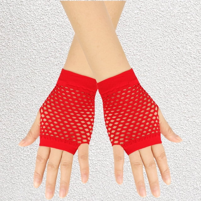 Gants Mitaines Courtes en Résille Sans Doigts pour Femmes Accessoires de Scène des Années 80
