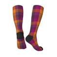 thumbnail image 5 of Lsque Purple Yellow Buffalo Plaid Printed Crew Socks Men's Women's LightWeight Thin Casual Calf Socks ,Knee High Socks,Cotton Socks, 5 of 9