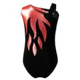 thumbnail image 3 of iixpin Kids Girls One Shoulder Athletic Dance Gymnastic Leotards Unitard Bodysuit Skating Outfit Dancewear Red 8, 3 of 6
