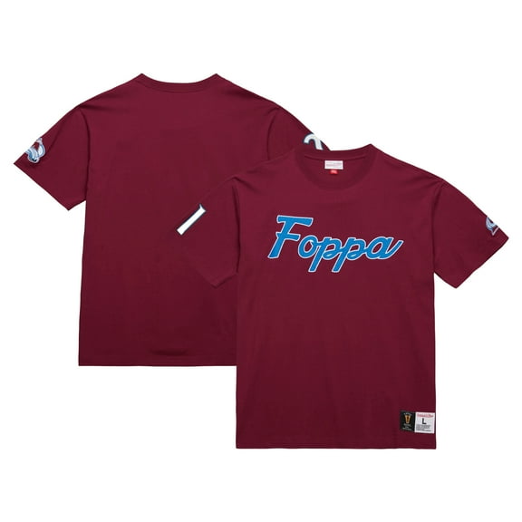 Men's Mitchell & Ness Peter Forsberg Burgundy Colorado Avalanche Premium Nickname Vintage Logo T-Shirt