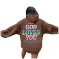 thumbnail image 2 of Christian Hoodies for Women 2025 God Loves You Hoodie Y2K Graphic Hoodies with Pockets Hooded Sweatshirt Pullover Tops, 2 of 8